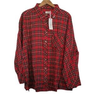 Vineyard Vines Red Tartan Plaid Weekend Shirt Blouse Preppy Festive Size 20 NWT